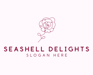 Pink Rose Flower  logo design