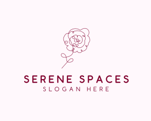 Pink Rose Flower  logo design