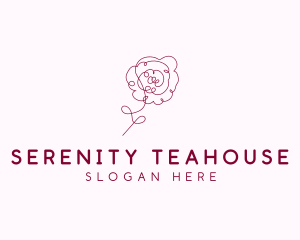 Pink Rose Flower  logo design