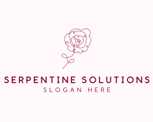 Pink Rose Flower  logo design