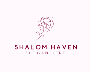 Pink Rose Flower  logo design