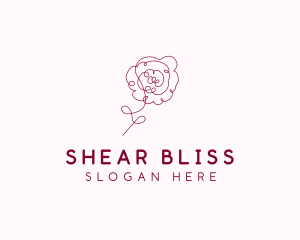 Pink Rose Flower  logo design