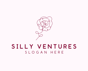 Pink Rose Flower  logo design