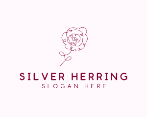 Pink Rose Flower  logo design