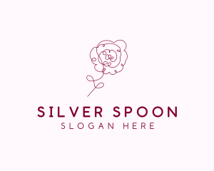 Pink Rose Flower  logo design