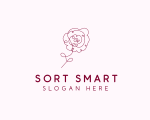 Pink Rose Flower  logo design