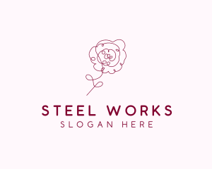 Pink Rose Flower  logo design