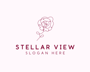 Pink Rose Flower  logo design