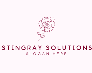 Pink Rose Flower  logo design