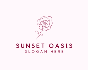 Pink Rose Flower  logo design