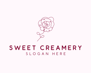 Pink Rose Flower  logo design