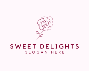 Pink Rose Flower  logo design