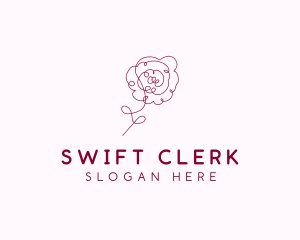 Pink Rose Flower  logo design