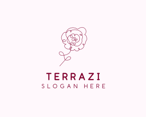 Pink Rose Flower  logo design