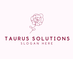 Pink Rose Flower  logo design