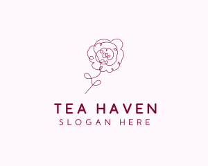 Pink Rose Flower  logo design