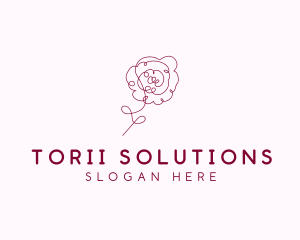 Pink Rose Flower  logo design