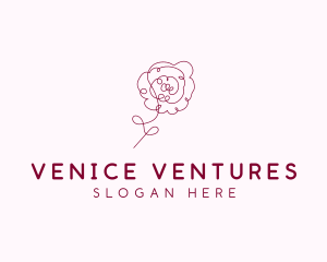 Pink Rose Flower  logo design