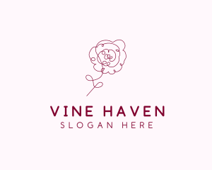 Pink Rose Flower  logo design