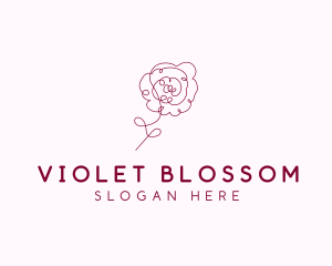 Pink Rose Flower  logo design