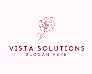 Pink Rose Flower  logo design