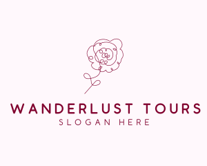 Pink Rose Flower  logo design