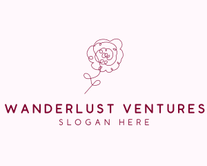 Pink Rose Flower  logo design