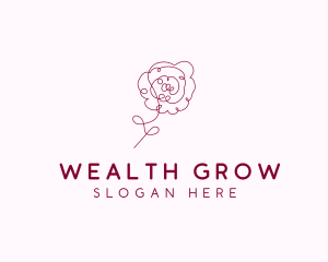 Pink Rose Flower  logo design