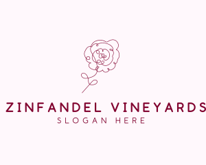 Pink Rose Flower  logo design