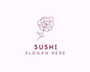 Pink Rose Flower  logo design