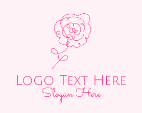 Minimalist - Pink Minimalist Rose Flower logo design
