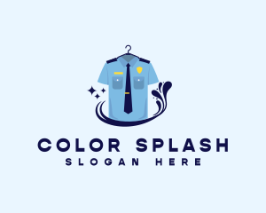 Police Uniform Laundromat logo design