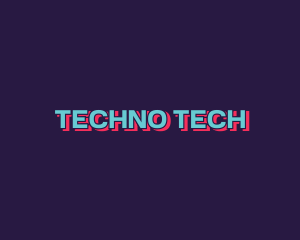 Techno - Cyber Overlap Wordmark logo design