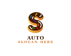 Sugar Donut Pastry Letter S Logo