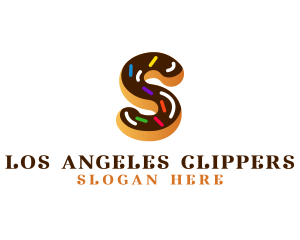 Donut - Sugar Donut Pastry Letter S logo design