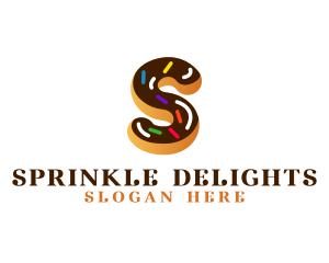 Sugar Donut Pastry Letter S logo design