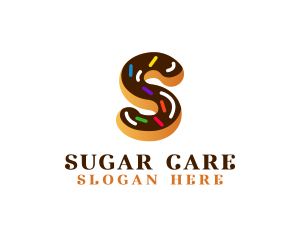 Sugar Donut Pastry Letter S logo design