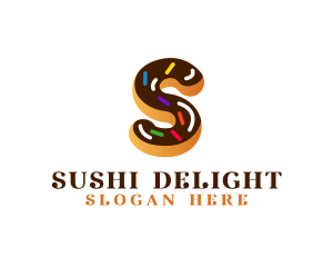 Sugar Donut Pastry Letter S logo design