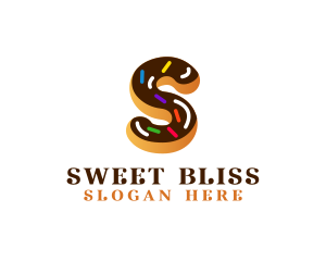 Sugar Donut Pastry Letter S logo design