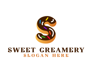 Sugar Donut Pastry Letter S logo design