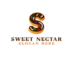 Sugar Donut Pastry Letter S logo design