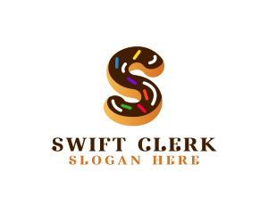 Sugar Donut Pastry Letter S logo design