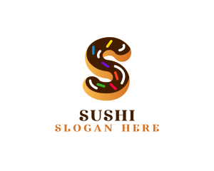 Sugar Donut Pastry Letter S logo design