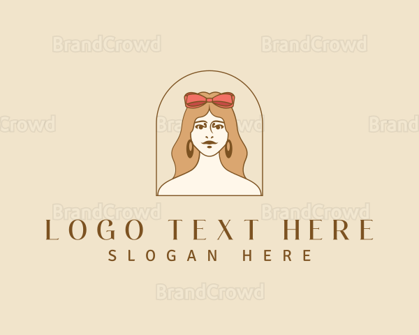 Retro Woman Ribbon Logo