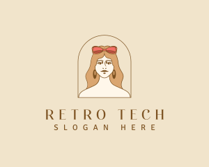 Retro Woman Ribbon logo design