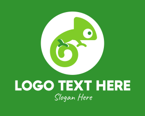 Green Lizard - Green Spiral Chameleon logo design