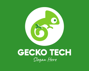 Gecko - Green Spiral Chameleon logo design