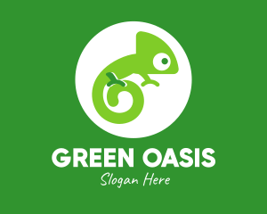 Green Spiral Chameleon logo design