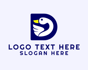 Animal - Bird Swan Letter D logo design