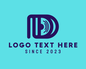 Playlist - Music Disco Letter D logo design